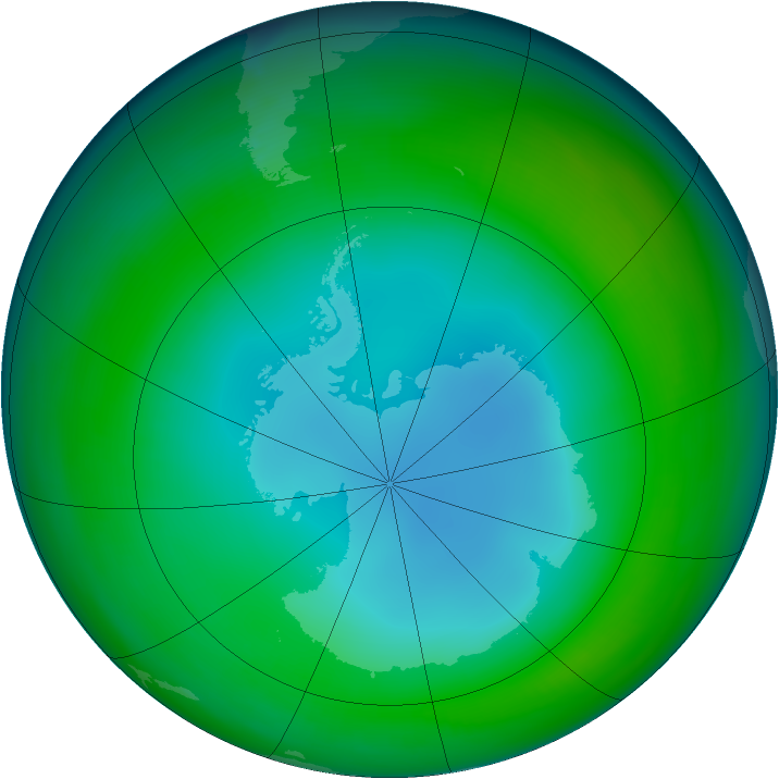 Antarctic ozone map for July 1999